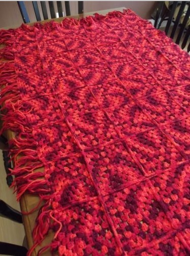 &quot;RED HOT&quot; Multiple shades of red make this one look like it's on fire.-red-handmade-afghan-blankets-jpg