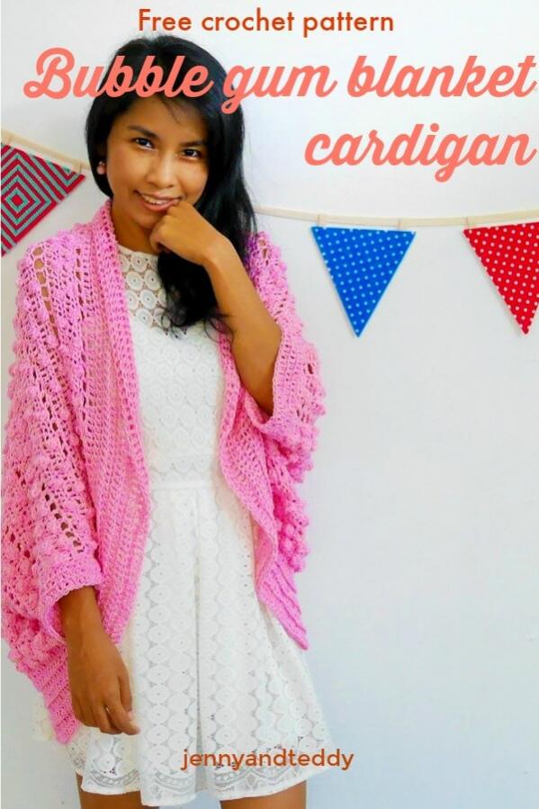 Bubble Gum Blanket Cardigan for Women, S-M, also adjustable-bubble-jpg