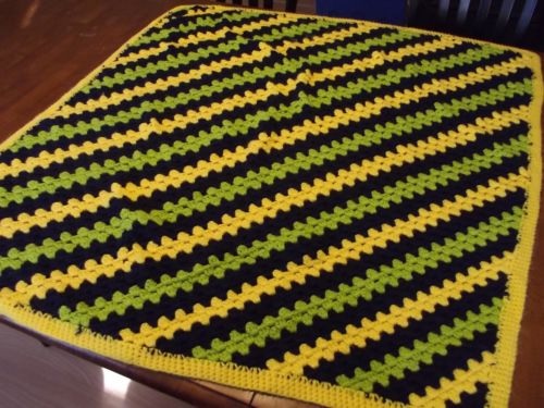 &quot;AVOCADO STRIPES&quot;  A nice handmade afghan throw at GrannyBlankets.com-vintage-striped-afghan-jpg