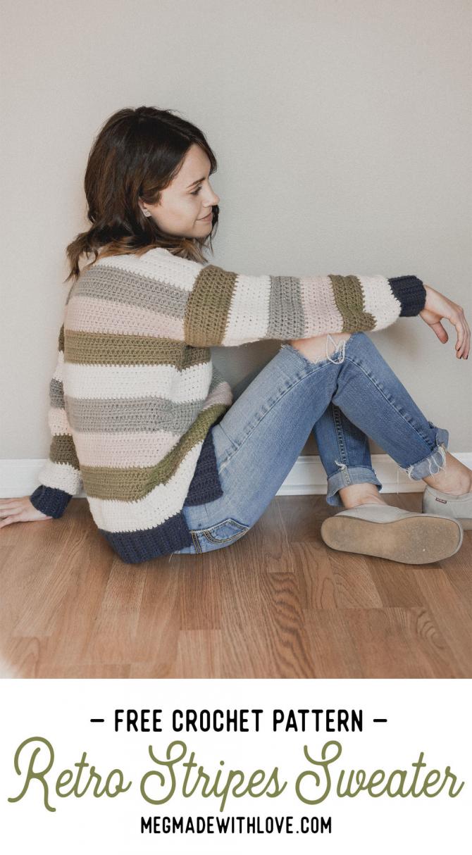 Retro Stripes Sweater for Women, S-2XL-sweater-jpg