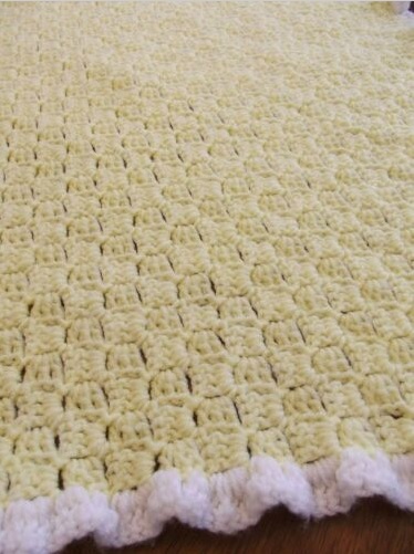 &quot;LIGHT N' FLUFFY&quot; Yellow surrounded by white.  GrannyBlankets.com-afghan-handmade-blanket-jpg