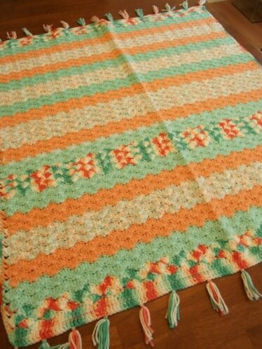 &quot;ORANGE MINT&quot;  Not your usual color combination.  GrannyBlankets.com-orange-handmade-throw-blanket-jpg