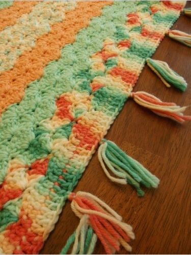 &quot;ORANGE MINT&quot;  Not your usual color combination.  GrannyBlankets.com-orange-handmade-throw-blankets-jpg