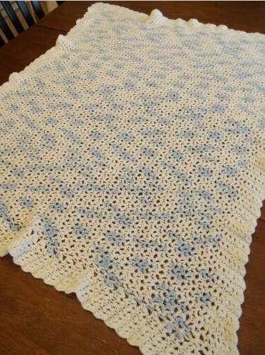 &quot;LITTLE BABY&quot;  A very light pink, baby blue, and white.  GrannyBlankets.com-baby-blankets-sale-jpg