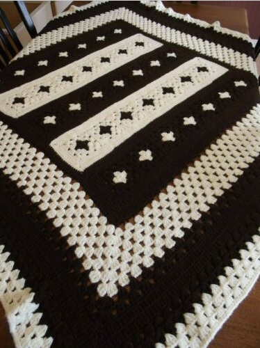 &quot;CHOCOLATE CHIP&quot; available at GrannyBlankets.com-brown-granny-square-afghan-blanket-jpg