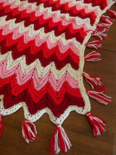 &quot;RED HOT&quot;  Reds, pink, and white.  See details at GrannyBlankets.com-red-afghan-throw-blanket-jpg