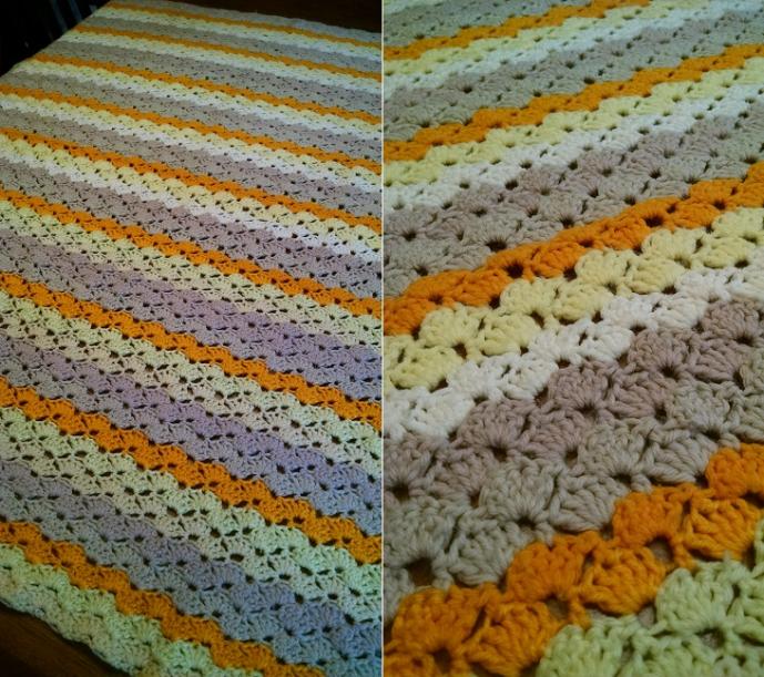 &quot;ORANGE STRIPES&quot;  Get ready for fall.  GrannyBlankets.com-orange-striped-handmade-afghan-blanket-jpg