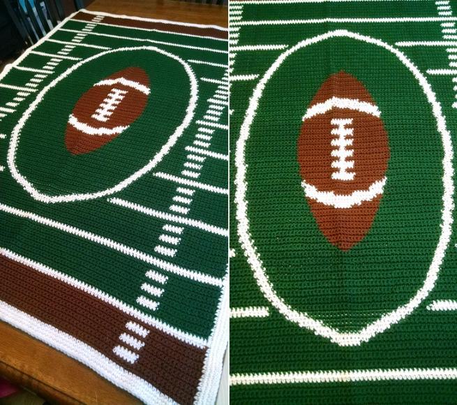 &quot;FOOTBALL THROW&quot;  Football is right around the corner.  GrannyBlankets.com-football-handmade-afghan-blanket-sale-jpg