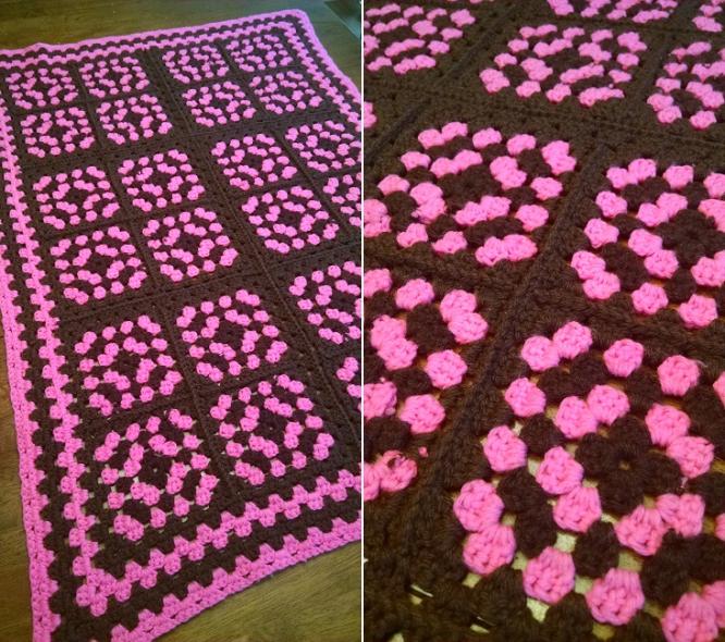 &quot;HOT PINK&quot;  Chocolate brown and hot pink.  www.GrannyBlankets.com-pink-throw-jpg