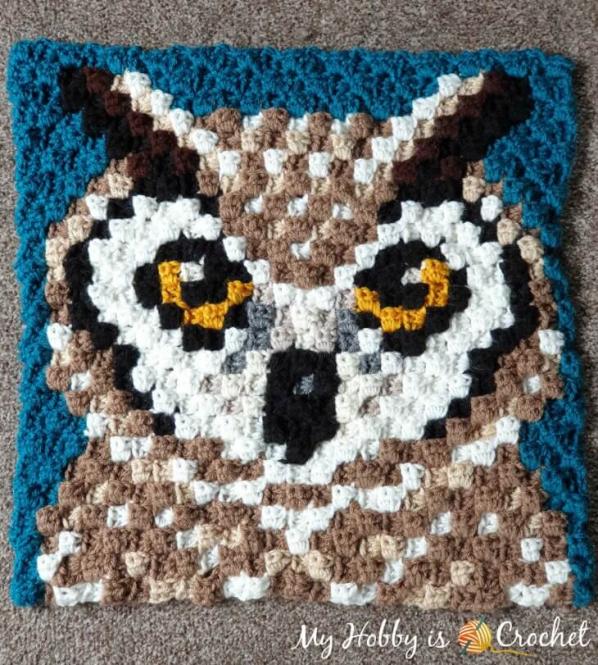 Another Wildlife C2C Square, Horned Owl-owl-jpg