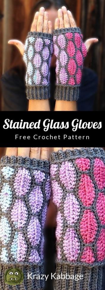 Stained Glass Slouch. Cowl and Fingerless Gloves for Women-hat2-jpg