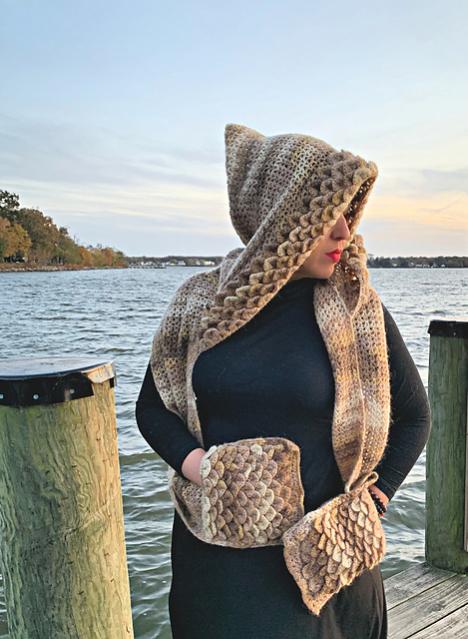 Crocodile Stitch Hooded Scarf for Women-scarf1-jpg