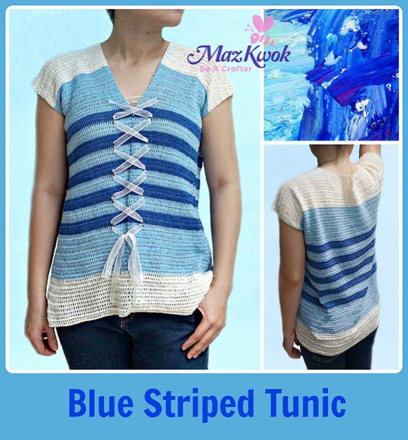 Blue Striped Tunic for Women, XL only-blue2-jpg