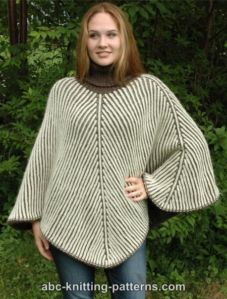 Reversible Brioche Poncho for Women, S-3X, knit-r4-jpg