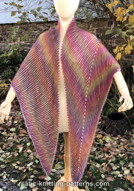 Sunshine Arrow Brioche Shawl, knit-a4-jpg