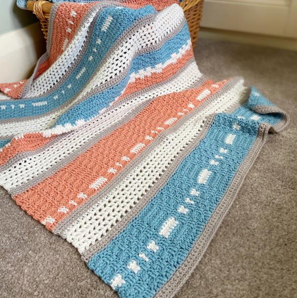 Peaches and Teal Baby Blanket-q1-jpg