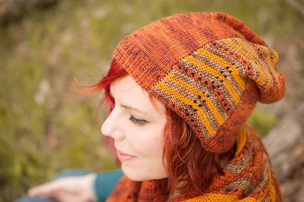 Nana's Cottage Shawl and Autumn Spice Hat, knit-f3-jpg