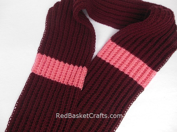 Reversible Burgundy Scarf for Adults, knit-d3-jpg