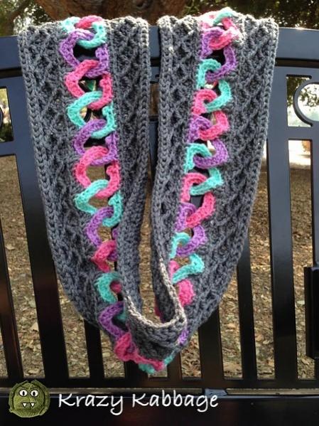 Linked Hearts and Diamonds Messy Bun/Beanie and Infinity Scarf-y3-jpg