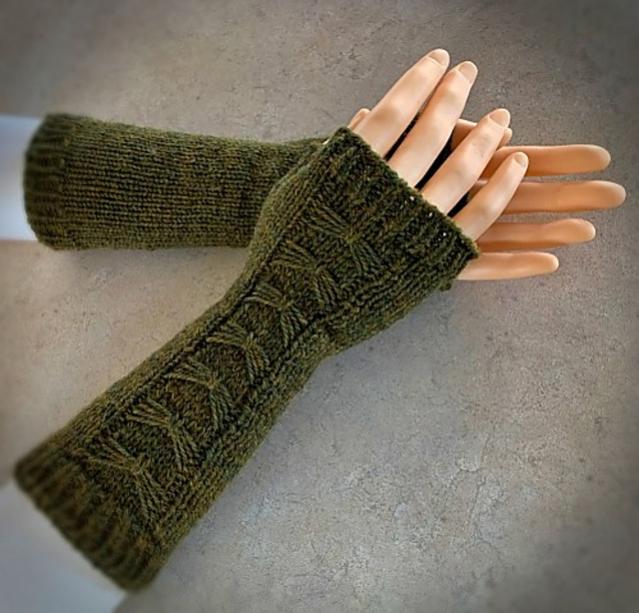Fingerless Arm Warmers or Mitts with Bow, knit-s2-jpg