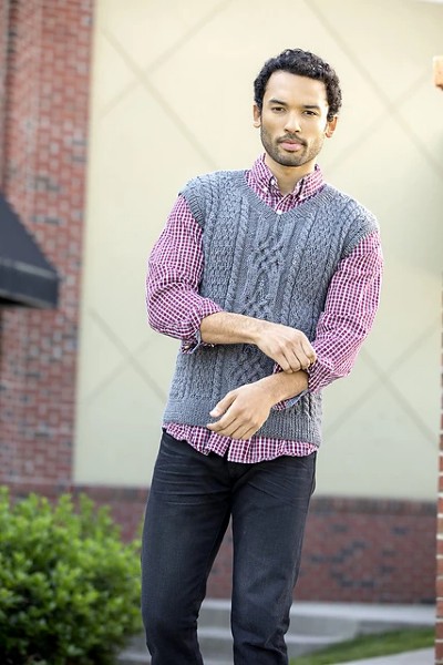 Chapel Hill Vest for Men, S-3X. knit-a2-jpg