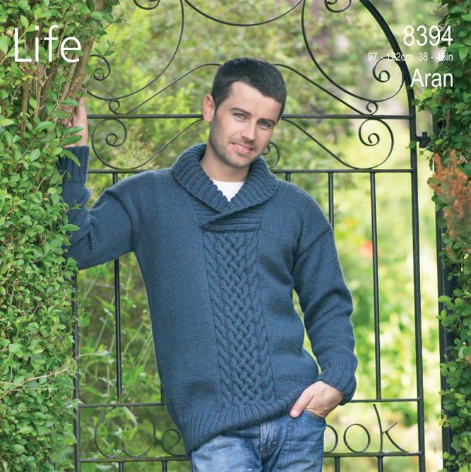 Life Aran Men's Sweater, 38&quot; to 48&quot;, knit-a1-jpg