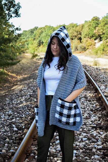 Checkmate Pocket Scarf with Hood for Women-w1-jpg