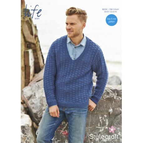 V-Neck Sweater for Men, 35&quot; to 57&quot;, knit-c2-jpg