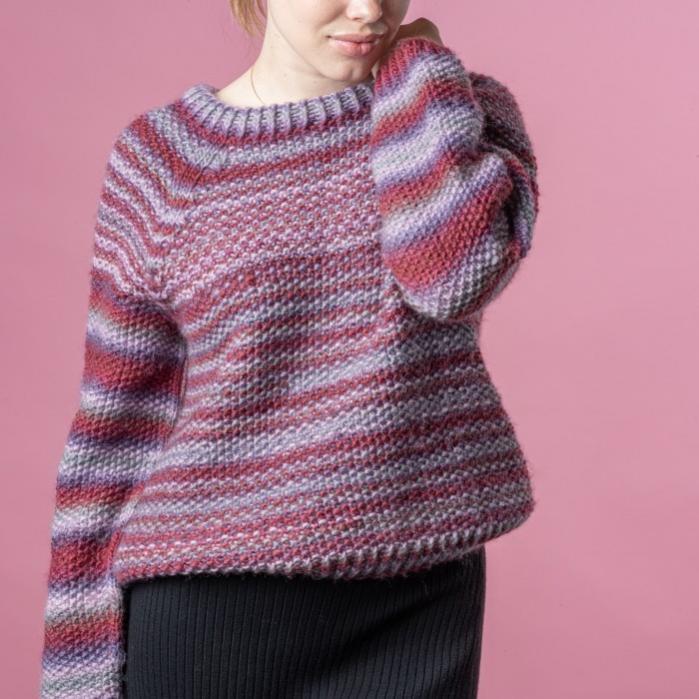 Anette Print Moss Stitch Sweater for Women, S/M/L, knit-d1-jpg