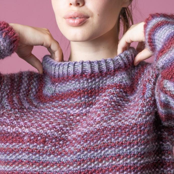 Anette Print Moss Stitch Sweater for Women, S/M/L, knit-d2-jpg