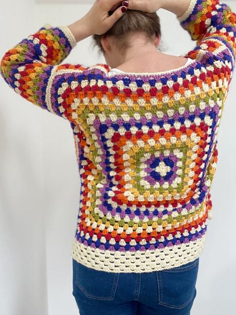 Rainbow Granny Square Sweater for Women, 32&quot; to 46&quot;-e2-jpg