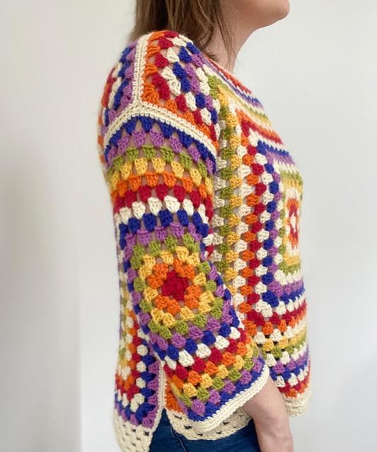Rainbow Granny Square Sweater for Women, 32&quot; to 46&quot;-e3-jpg