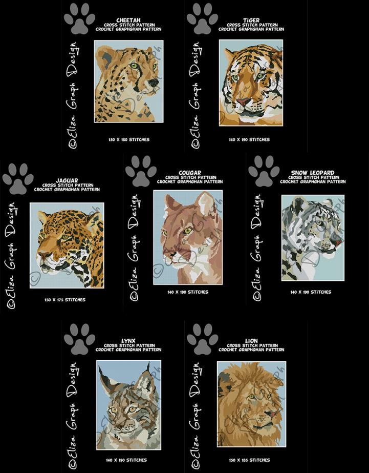 Cheetah, Jaguar, Cougar, Snow Leopard, Lion, Tiger, Lynx