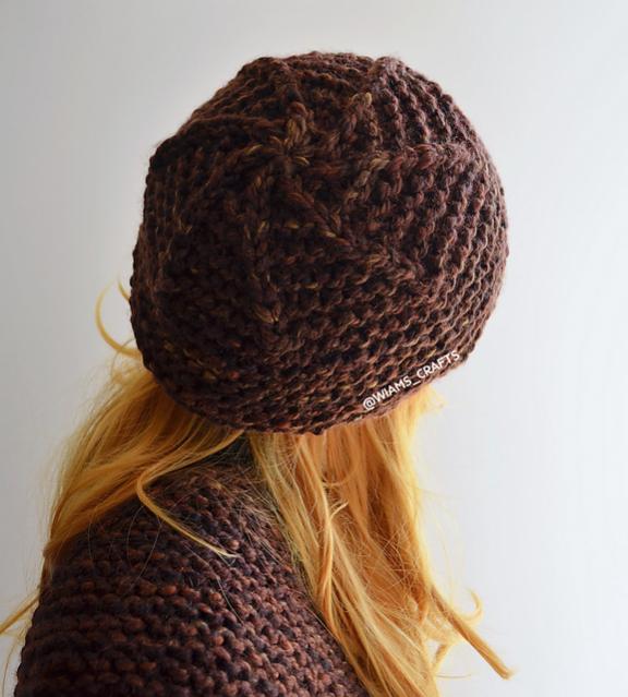 Scalloped Chocolate Shawlette and Hat, knit-a3-jpg