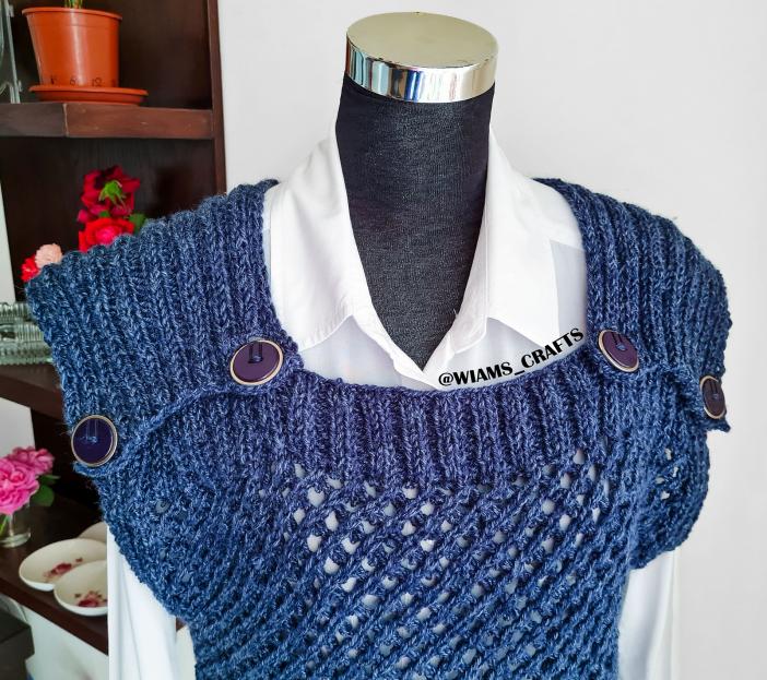 Mesh Pattern Vest for Women, S.M/L, knit-a2-jpg