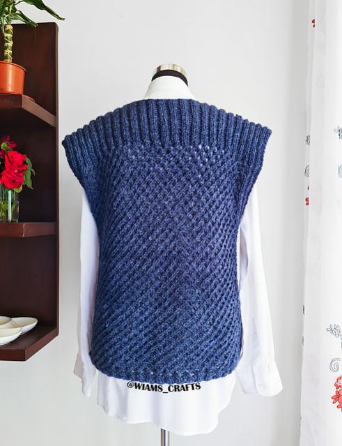 Mesh Pattern Vest for Women, S.M/L, knit-a4-jpg