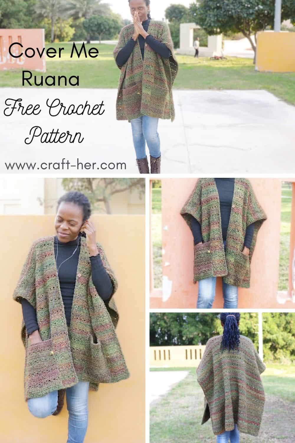 Ruana Crochet Pattern with Pockets, 29&quot; high, 35.5&quot; wide-w5-jpg