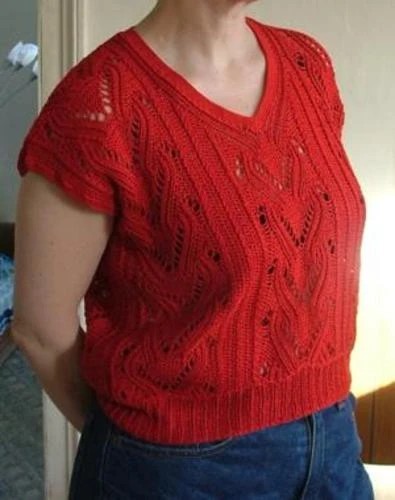 Knitted Red Summer Top for Women, S-XL-d1-jpg