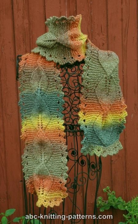 Autumn  Leaves Scarf for Adults, knit-a4-jpg