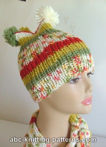 Candy Stripe Scarf and Jester Hat for Adults, knit-a2-jpg