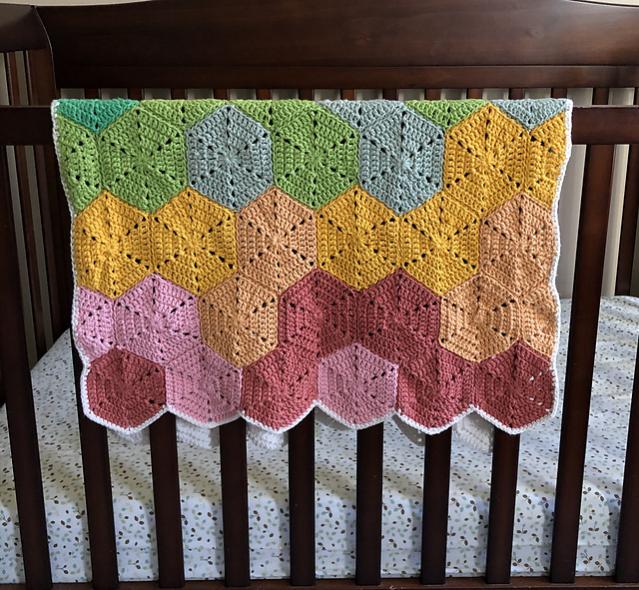 Rainbow Fade Hexagon Baby Blanket-r1-jpg