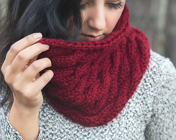 Chunky Cabled Cowl for Women, knit-s3-jpg