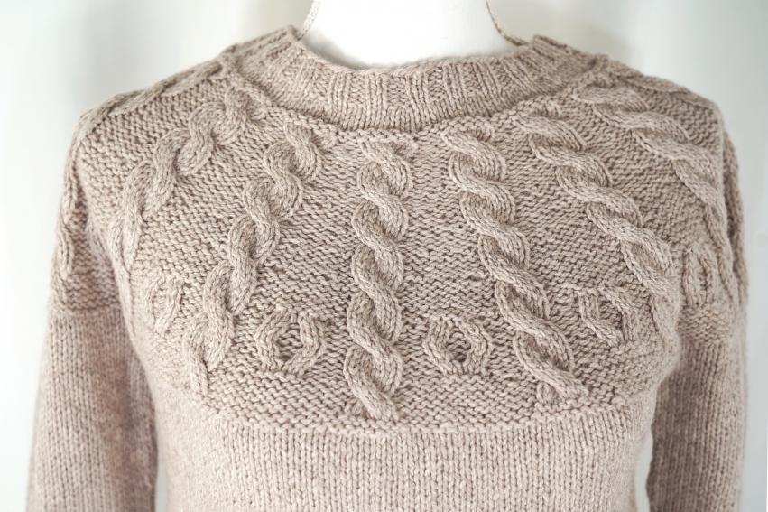 Cable Yoke Pullover for Women, XS-3XL , knit-d1-jpg
