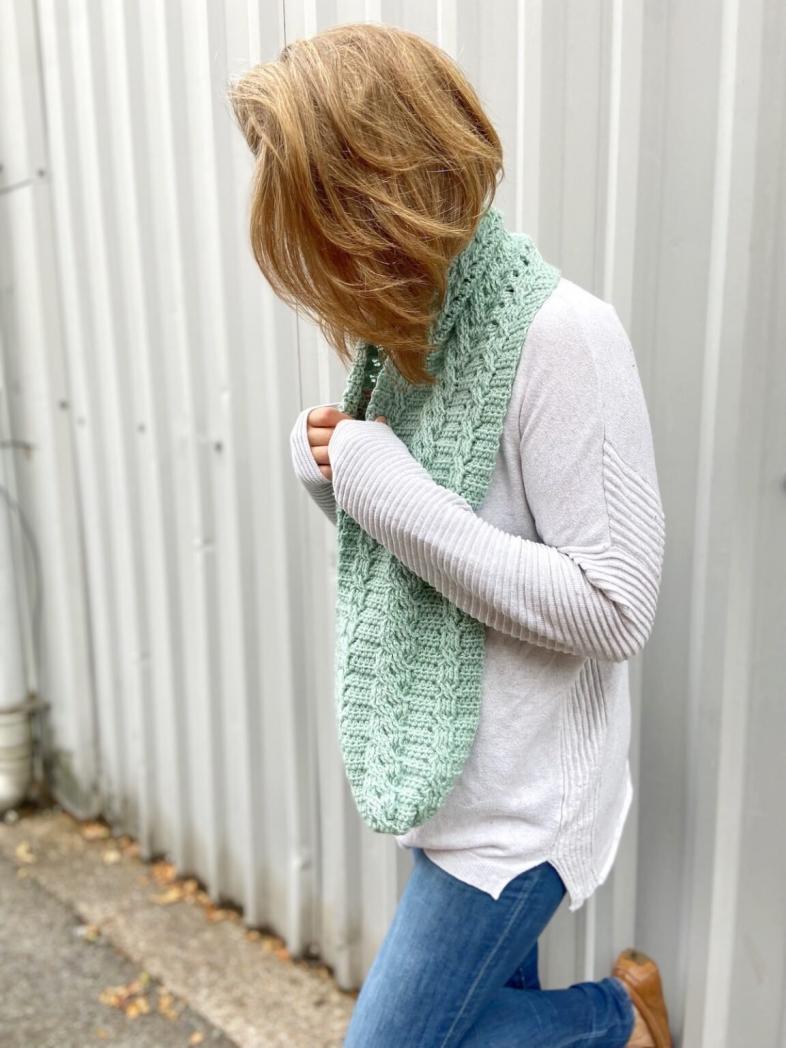 Modern Mint Cable Scarf for Women-w2-jpg