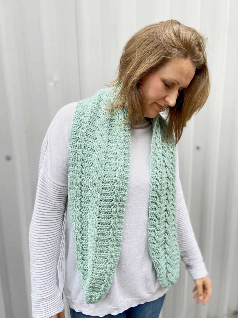 Modern Mint Cable Scarf for Women-w3-jpg