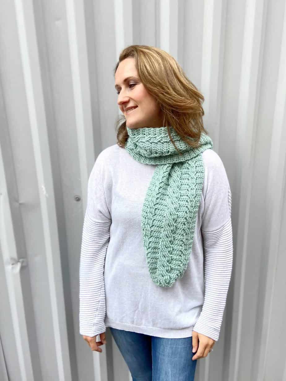 Modern Mint Cable Scarf for Women-w4-jpg