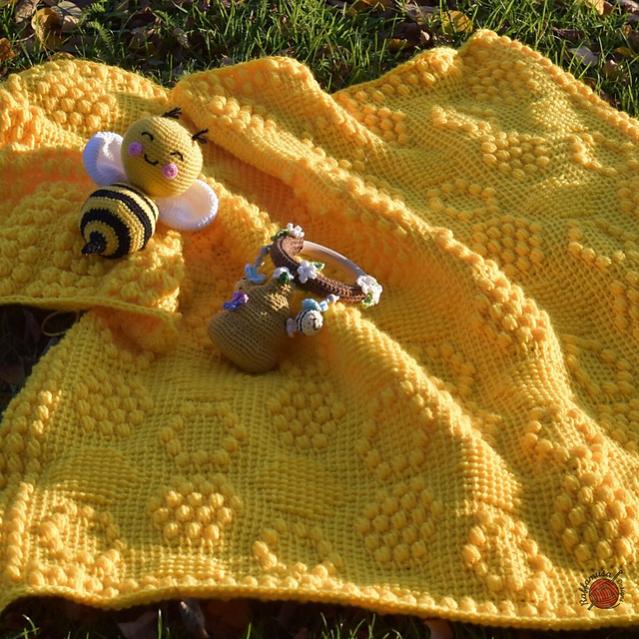 Tunisian Crochet Beehive Baby Blanket-e3-jpg