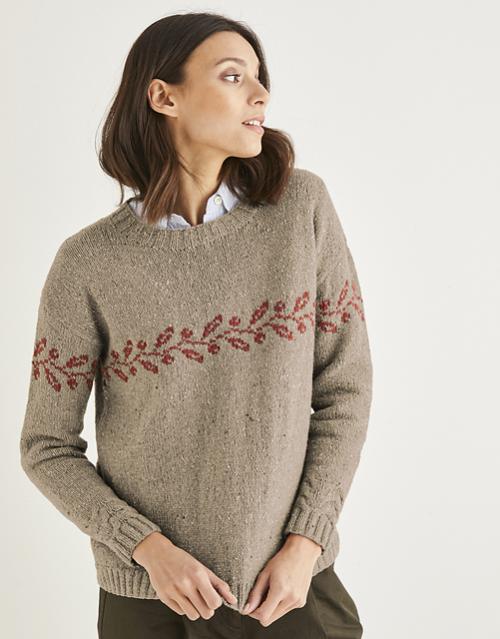 Leaf and Berry Fair Isle Pullover, 32&quot; to 54&quot;, knit-a3-jpg