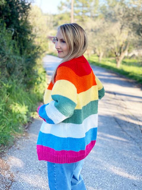 Rainbow Cardigan for Women, S-2X, knit-e1-jpg