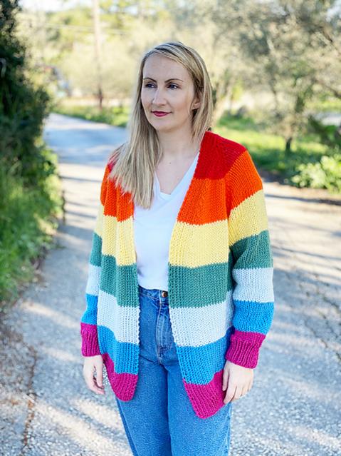Rainbow Cardigan for Women, S-2X, knit-e2-jpg